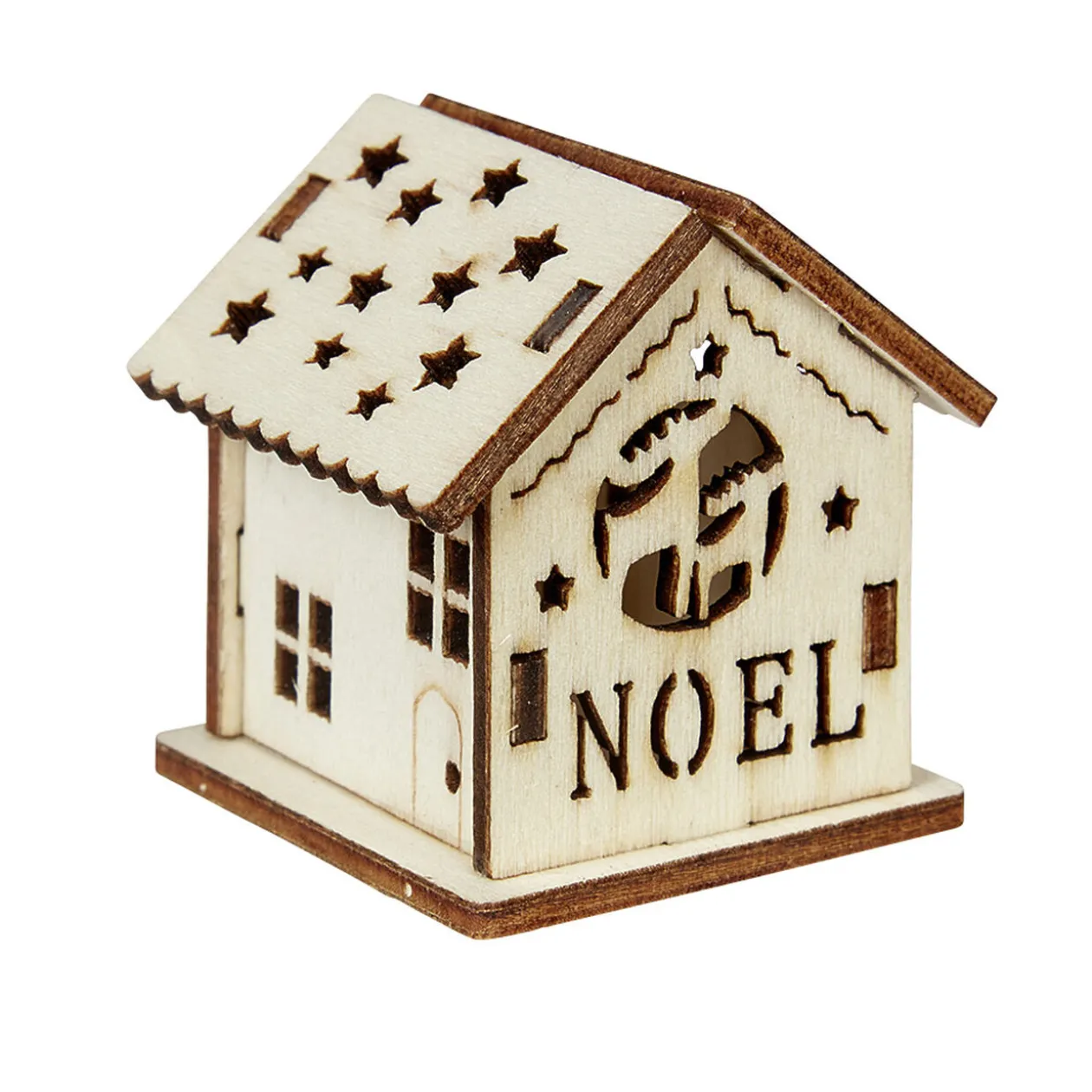 Maison de Noël ajourée motif et inscription à décorer en bois x2