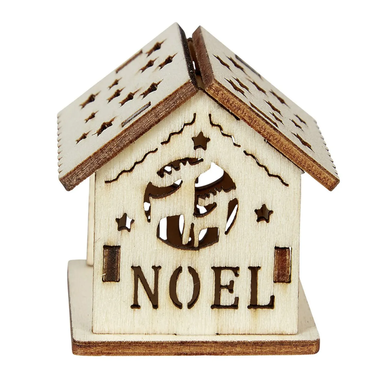 Maison de Noël ajourée motif et inscription à décorer en bois x2