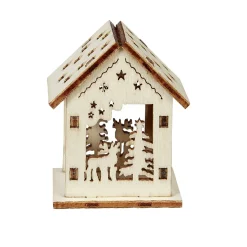 Maison de Noël ajourée motif et inscription à décorer en bois x2