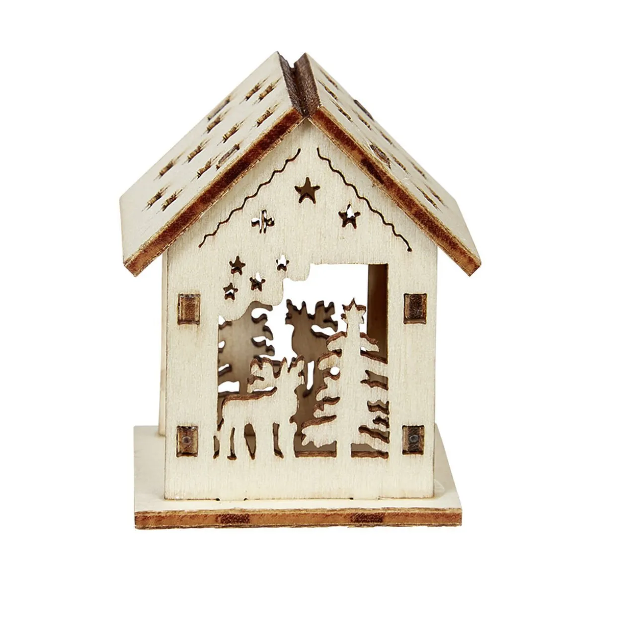 Maison de Noël ajourée motif et inscription à décorer en bois x2