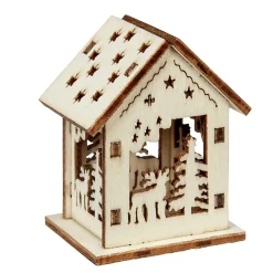 Maison de Noël ajourée motif et inscription à décorer en bois x2
