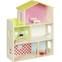 Maison de poupée en bois avec meubles en bois