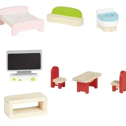 Maison de poupée en bois avec meubles en bois