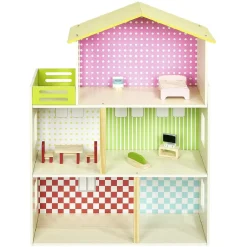 Maison de poupée en bois avec meubles en bois