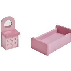 Maison de poupée meublée multicolore en bois 2 étages