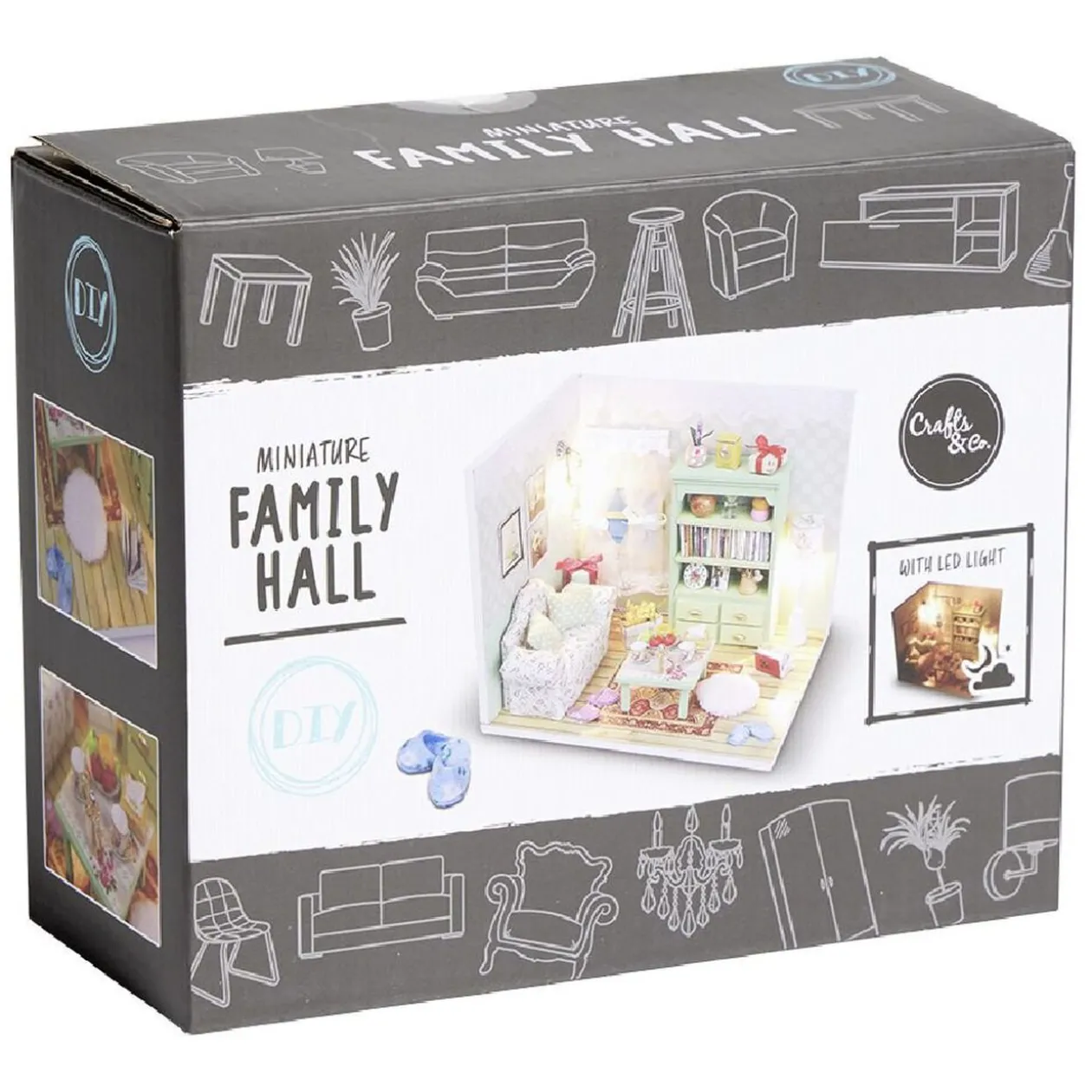 Maison miniature à assembler avec lumière LED - Salon