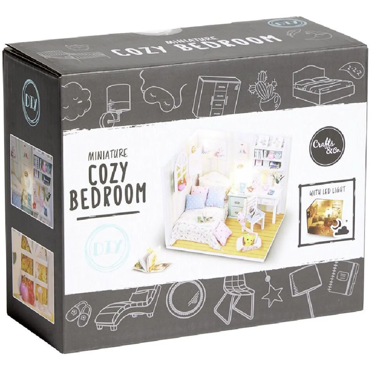 Maison miniature à assembler avec lumière LED - Chambre