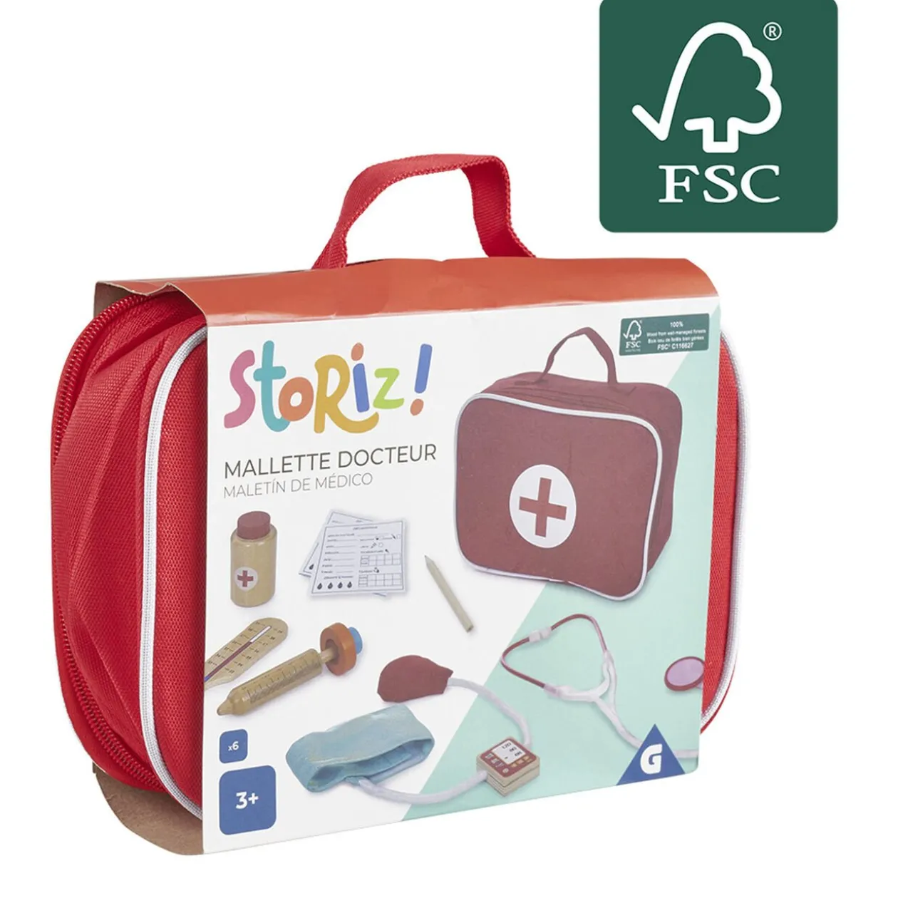 Mallette de docteur 9 pièces en bois certifié FSC®