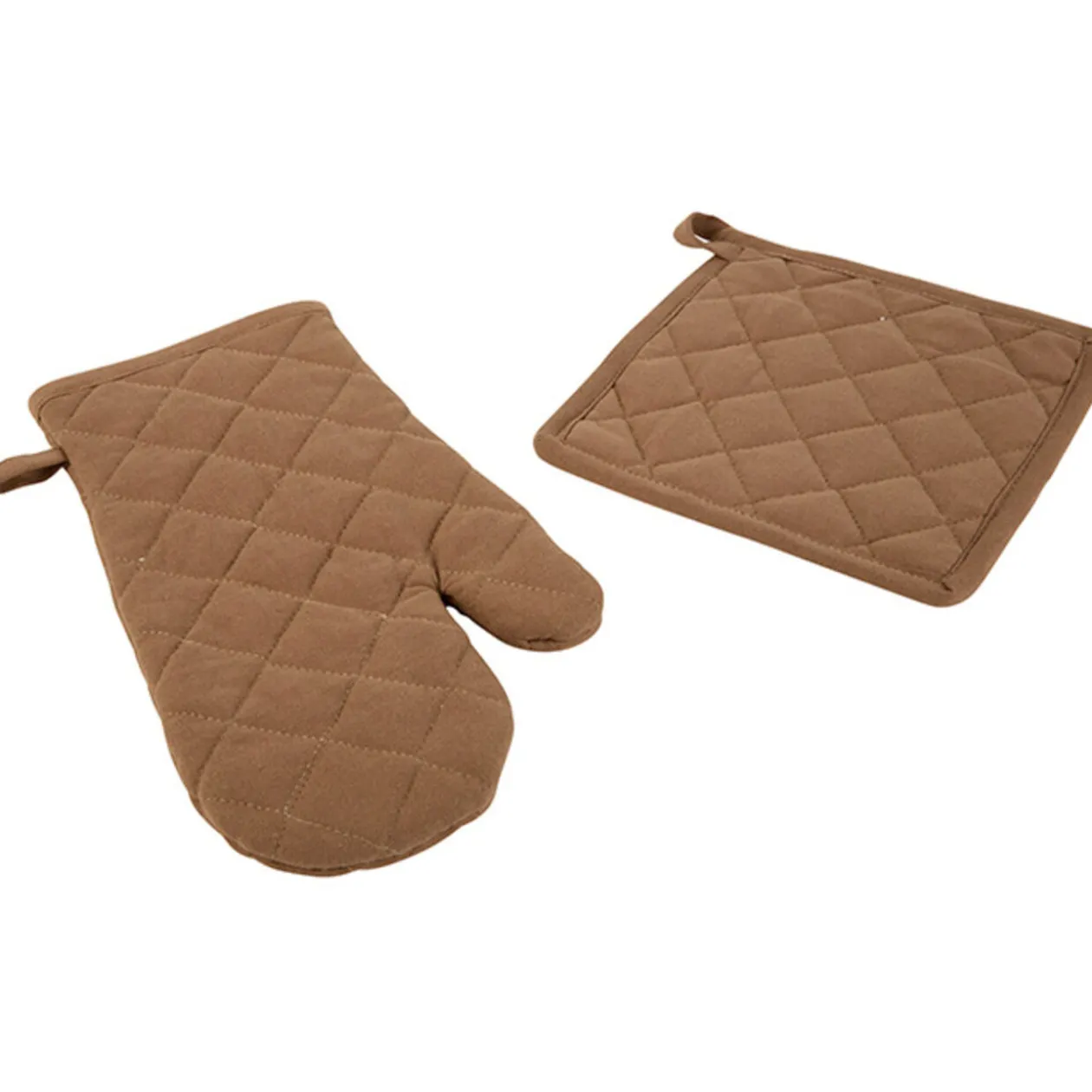 Manique et gant de cuisine taupe