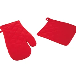 Manique et gant de cuisine rouge