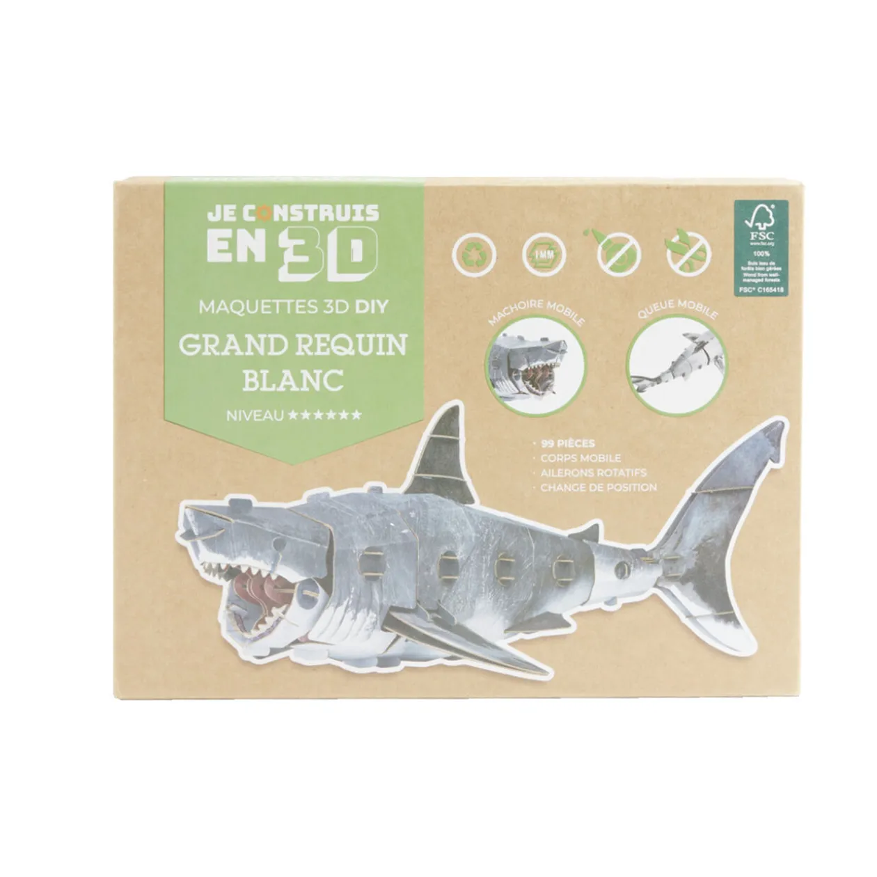 Maquette 3D requin enfant 99 pièces 44x25xH16cm