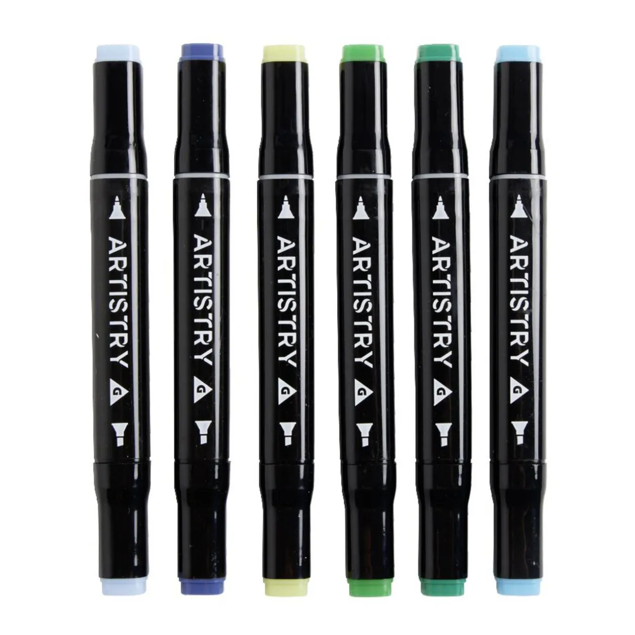 Marqueurs à double pointe teintes bleu/violet H18,5cm 6 pièces