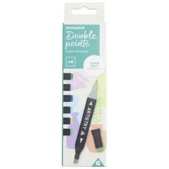 Marqueurs à double pointe teintes bleu/violet H18,5cm 6 pièces