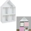 Meuble de rangement Paul forme maison 4 cases bois blanc 65x32xH101cm