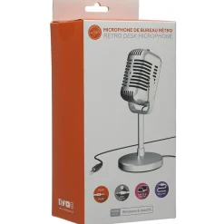 Micro pour PC bureau design vintage finition chromée