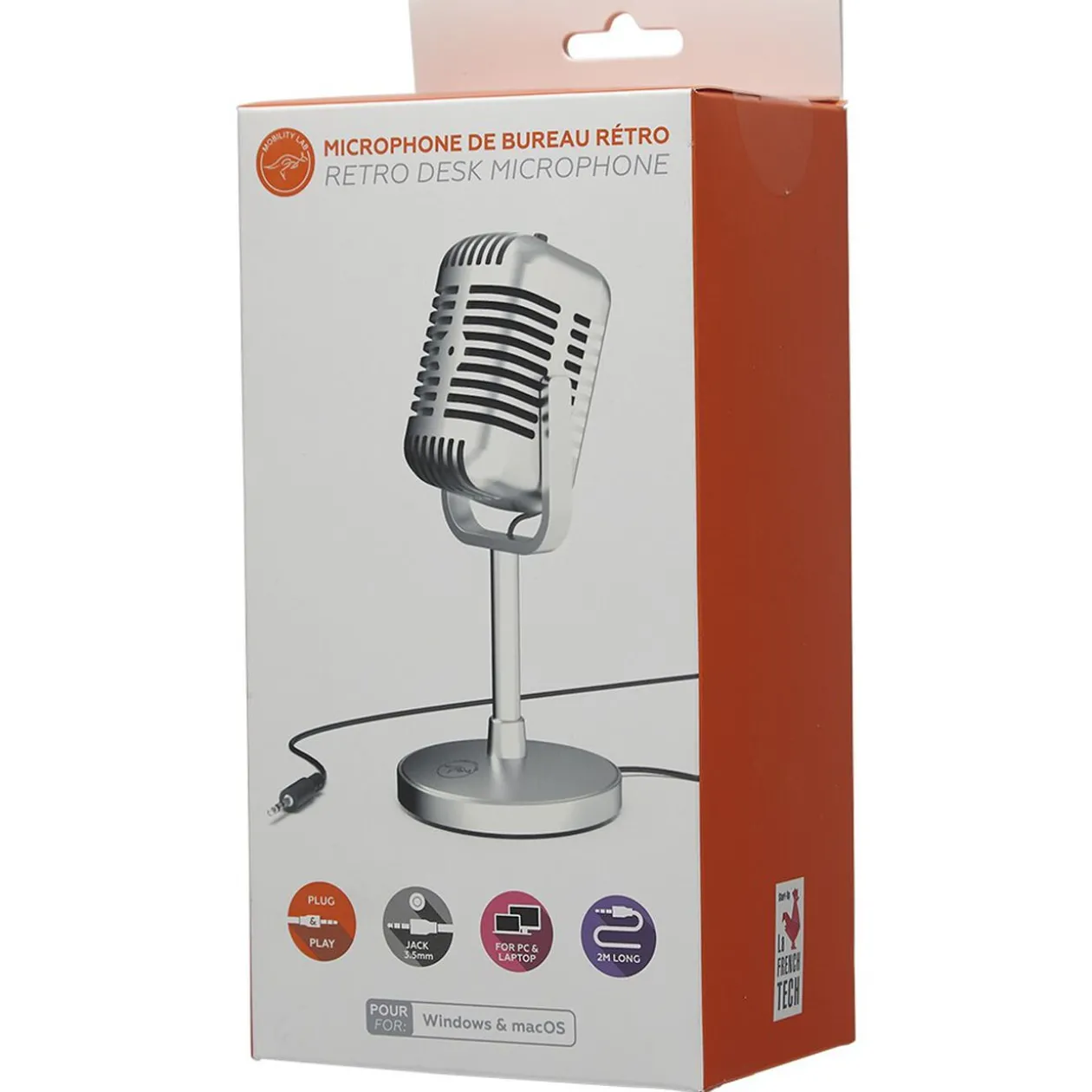 Micro pour PC bureau design vintage finition chromée