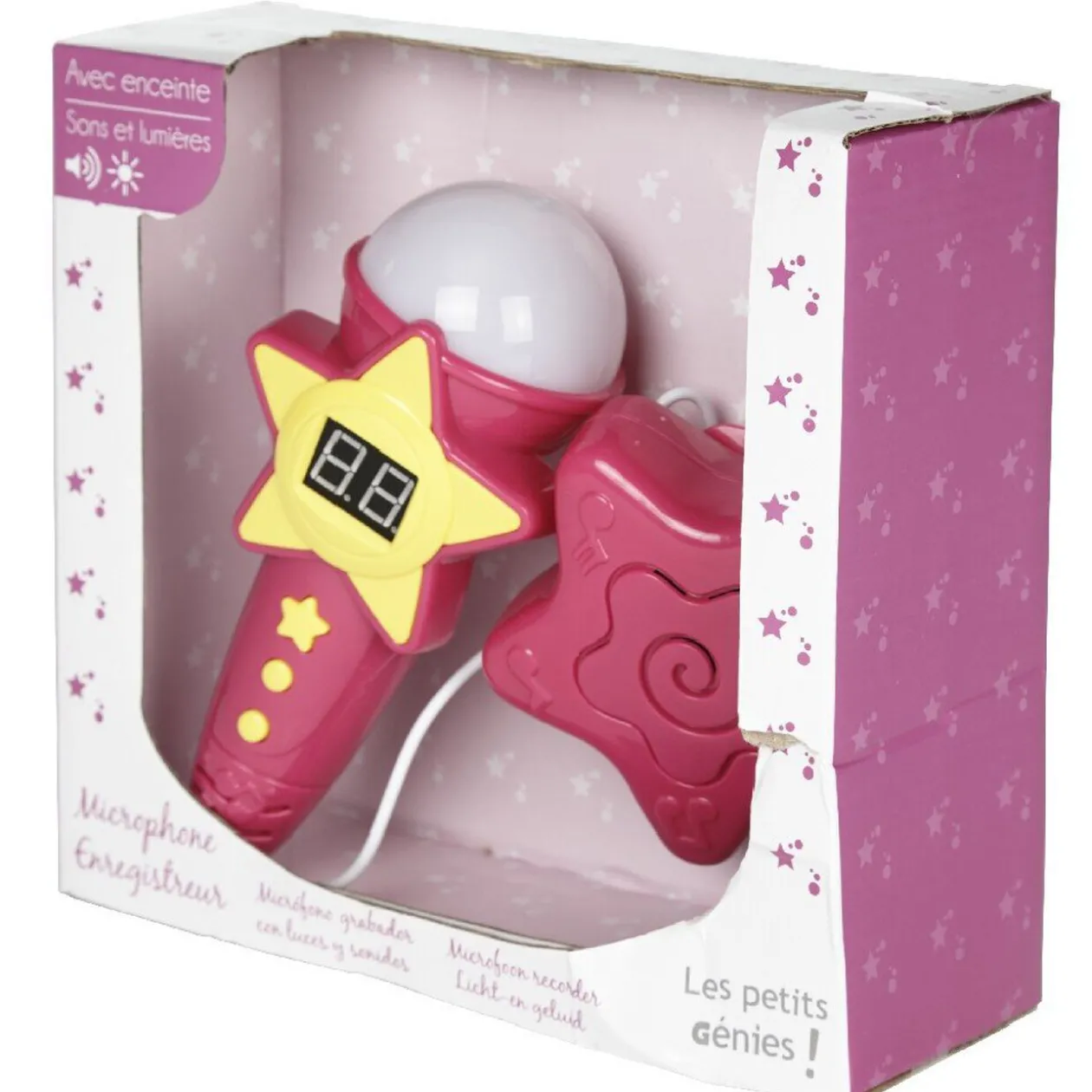 Microphone enregistreur et enceinte rose jouet