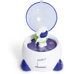 Mini astronaute avec fusée bleu et blanc Ø8xH8cm