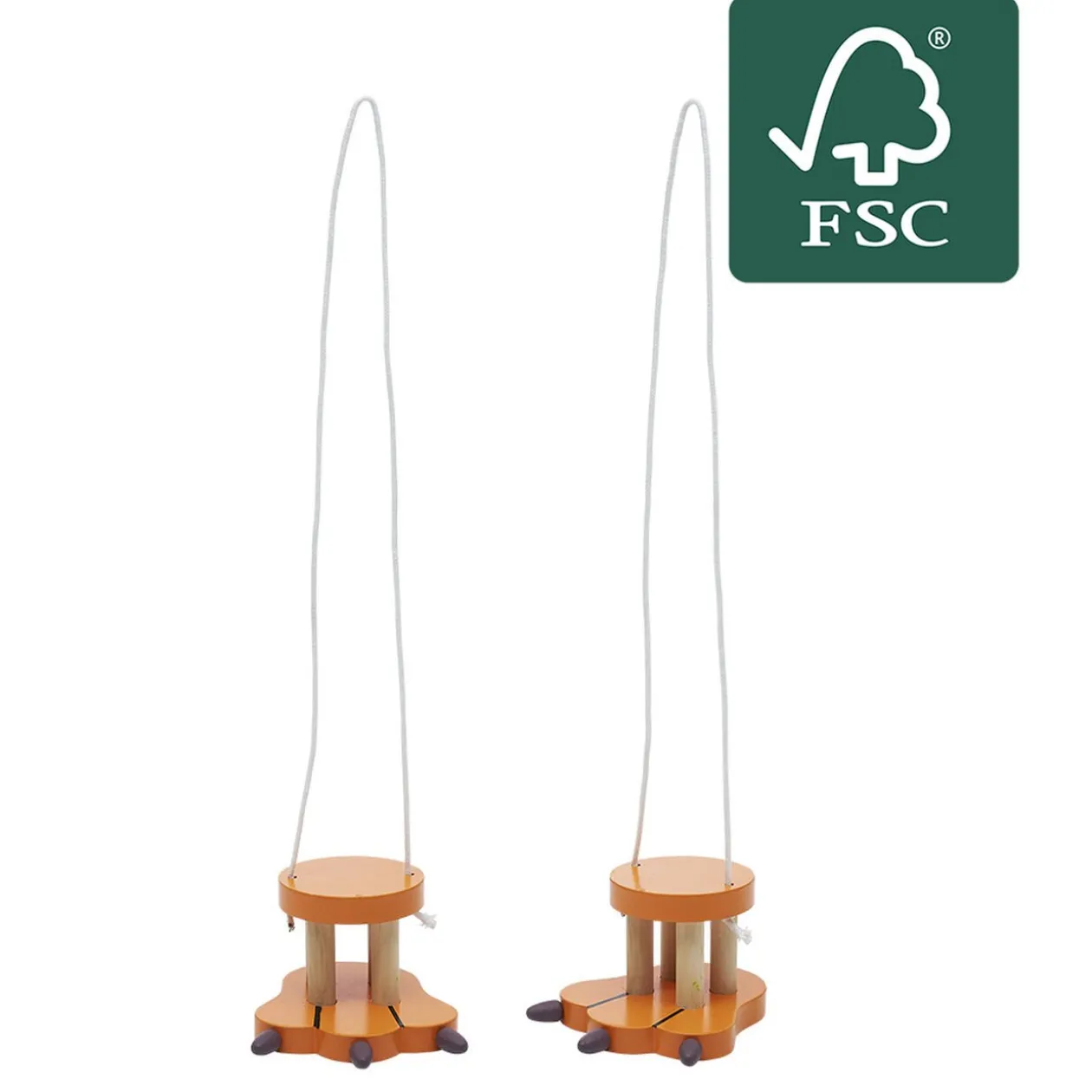 Mini échasse pied animal en bois - Longueur corde 150 cm