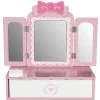 Mini coiffeuse rose avec maquillage et accessoires