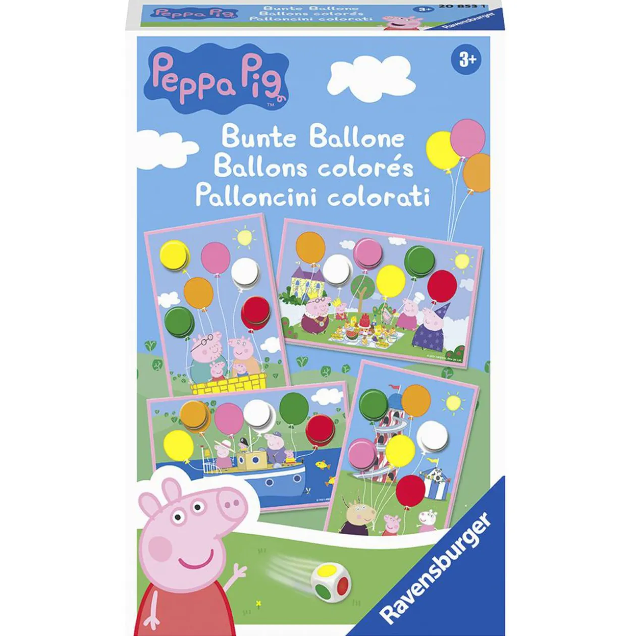 Mini jeu de société dés Peppa Pig ballons colorés