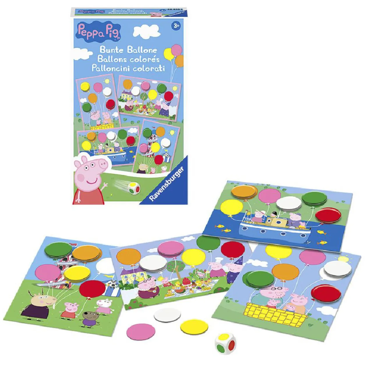Mini jeu de société dés Peppa Pig ballons colorés