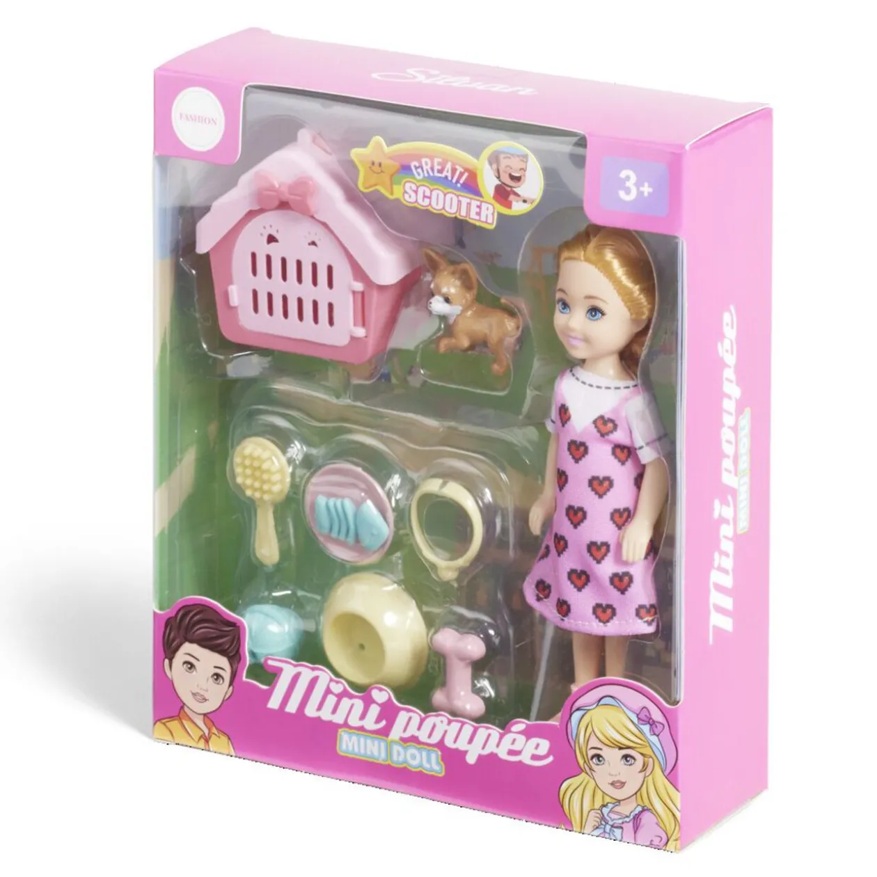 Mini poupée avec accessoires - 3 modèles