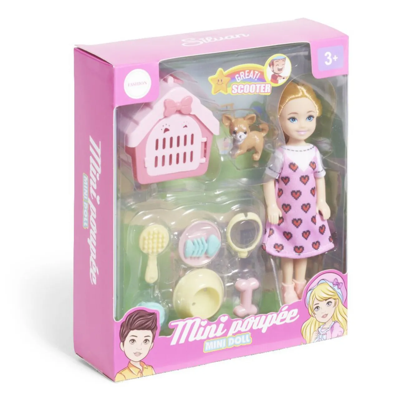 Mini poupée avec accessoires - 3 modèles