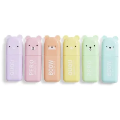 Mini surligneur pastel forme ourson x6