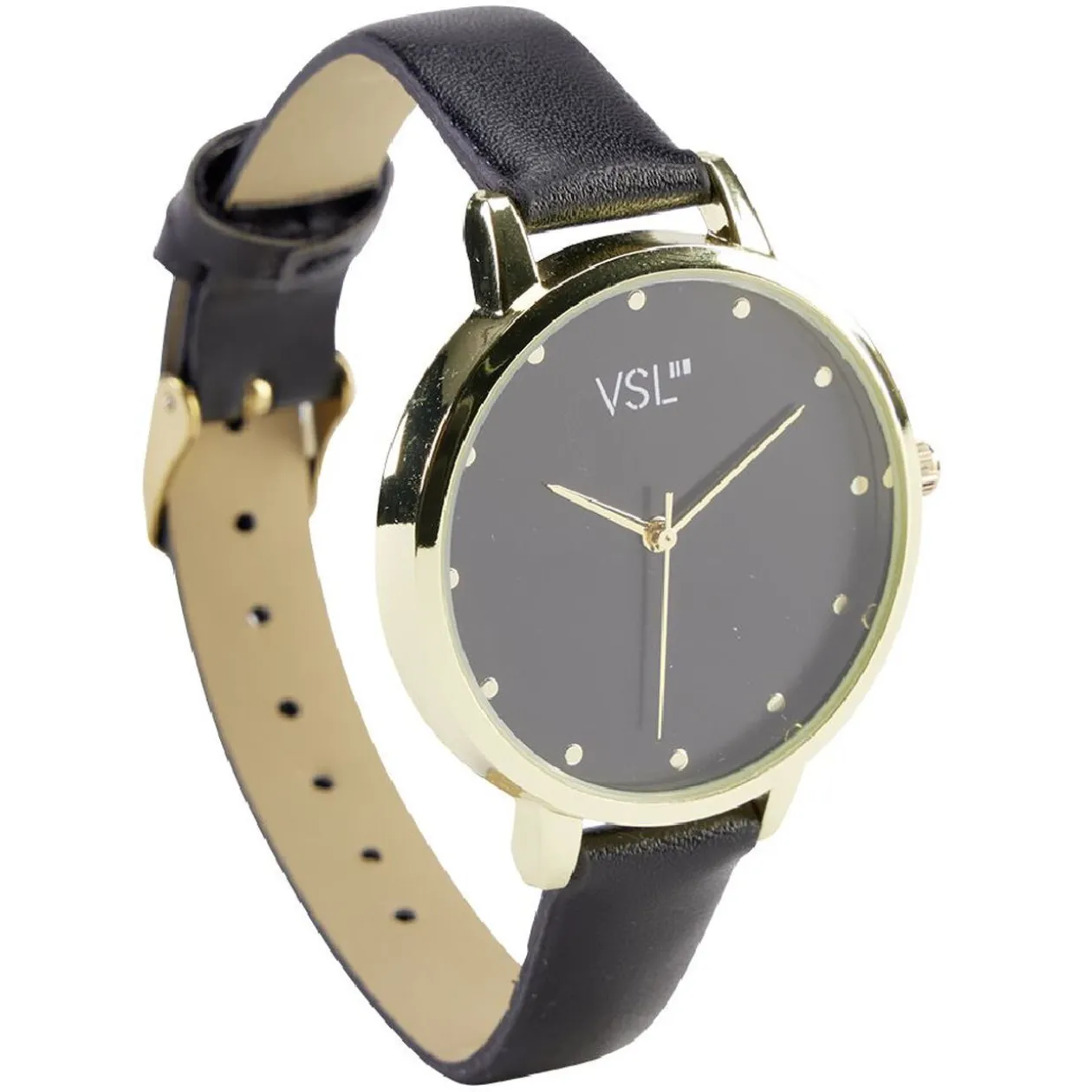 Montre à cadran doré bracelet noir