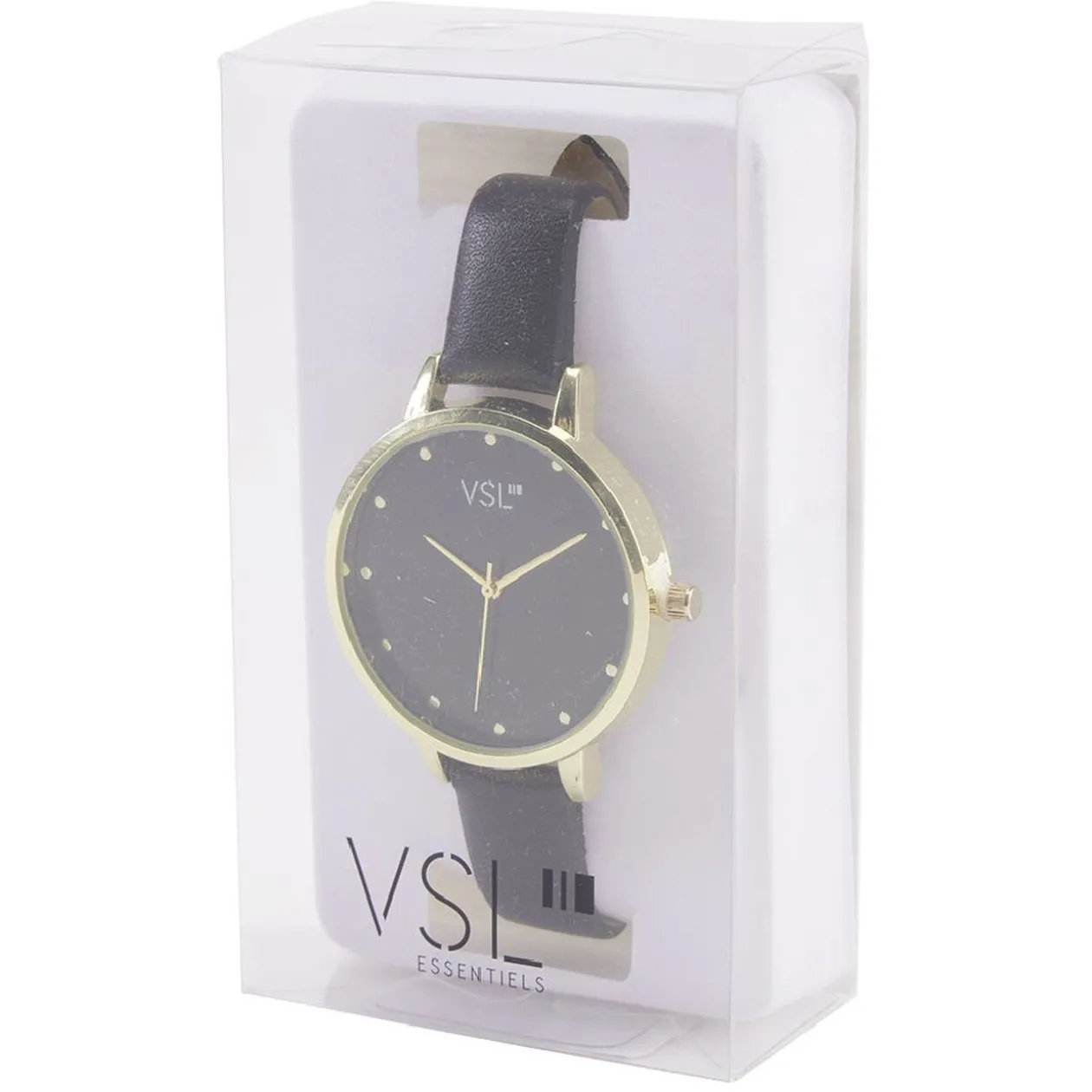 Montre à cadran doré bracelet noir