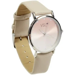 Montre à cadran iridescent bracelet beige