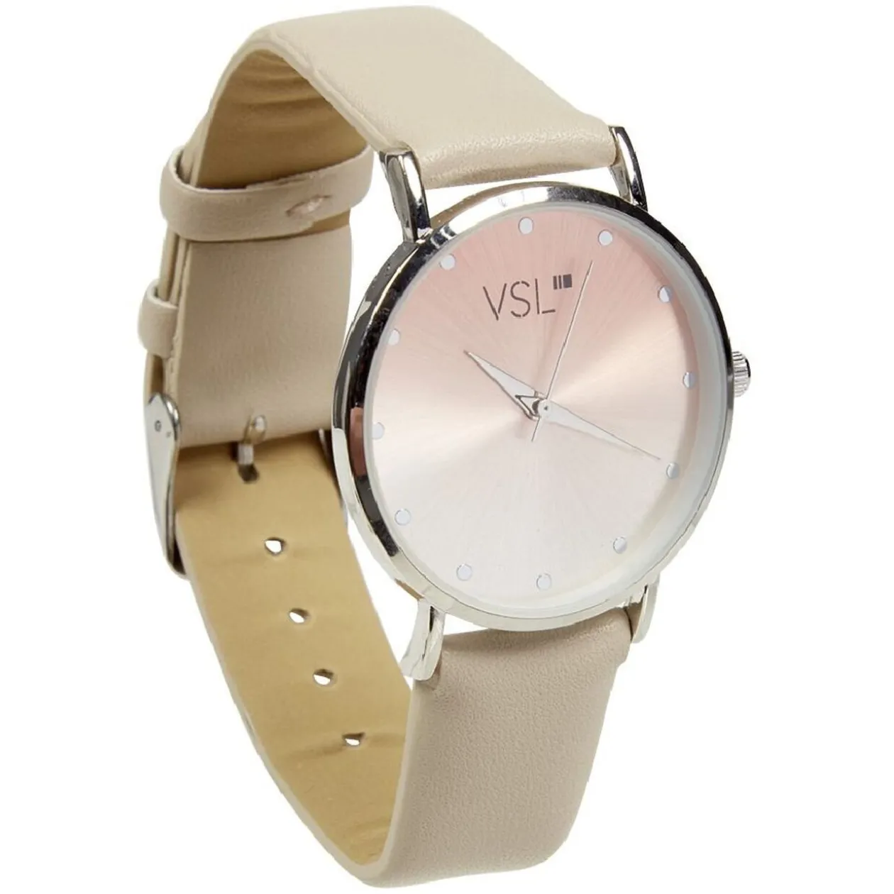 Montre à cadran iridescent bracelet beige