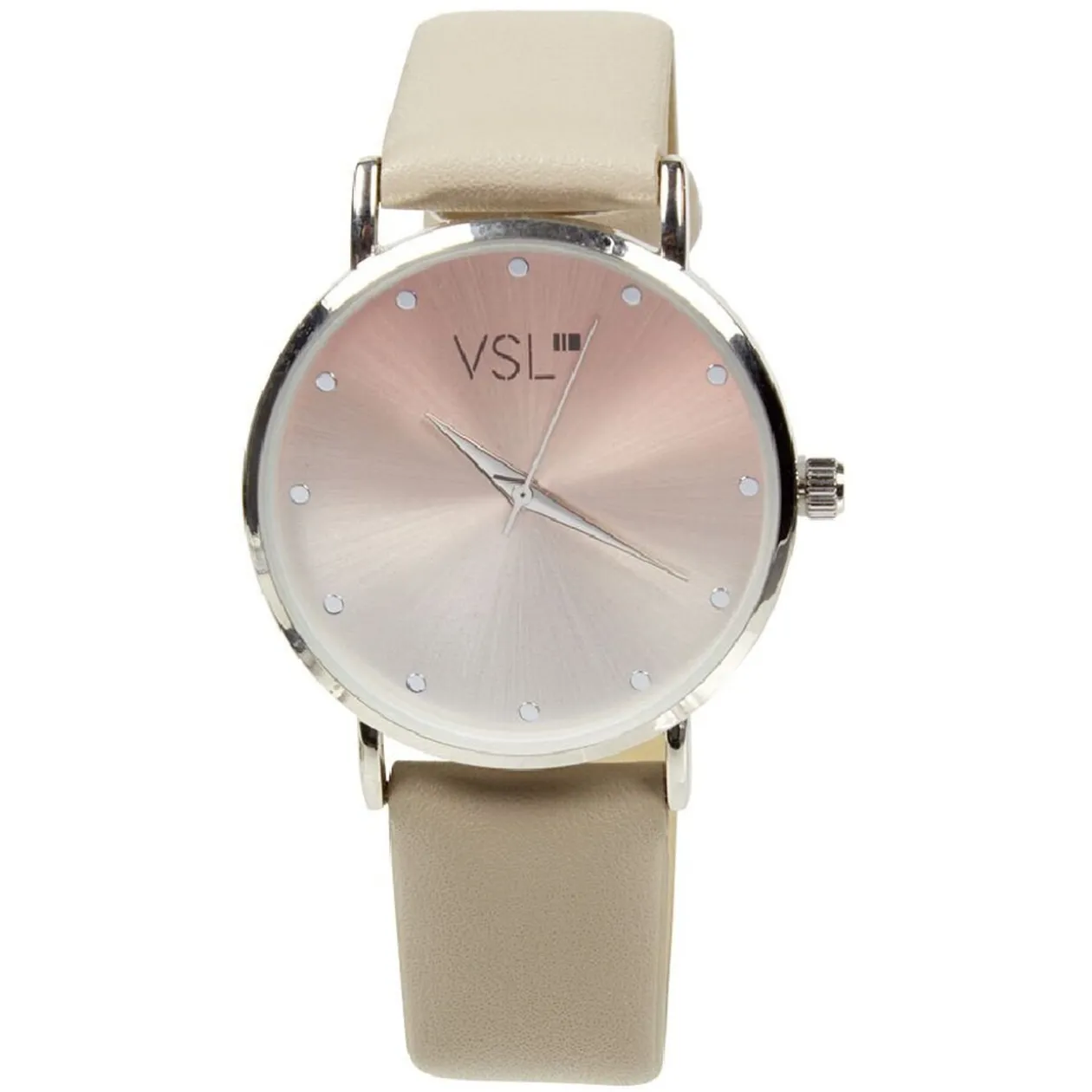 Montre à cadran iridescent bracelet beige