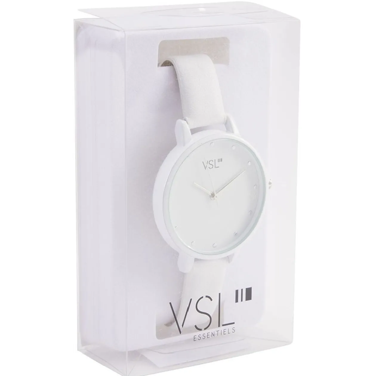 Montre à cadran rond bracelet blanc