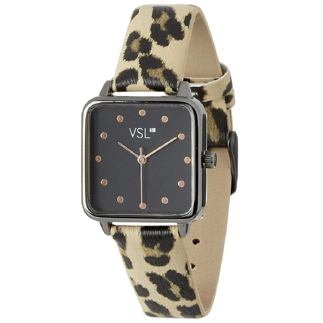 Montre bracelet simili léopard à cadran carré