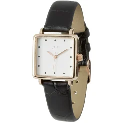 Montre bracelet simili noir croco à cadran carré