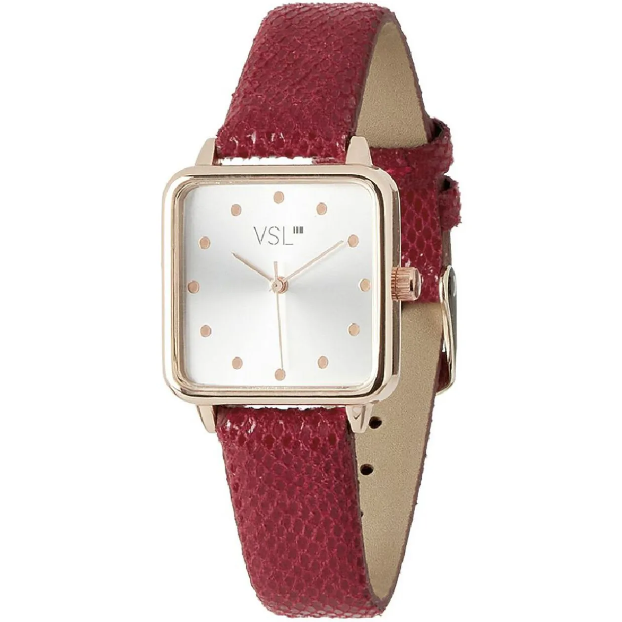 Montre bracelet simili rouge à cadran carré