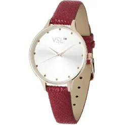 Montre bracelet simili rouge bordeaux à cadran rond