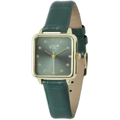 Montre bracelet simili vert à cadran carré