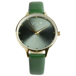 Montre bracelet simili vert à cadran rond