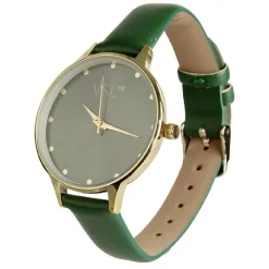 Montre bracelet simili vert à cadran rond