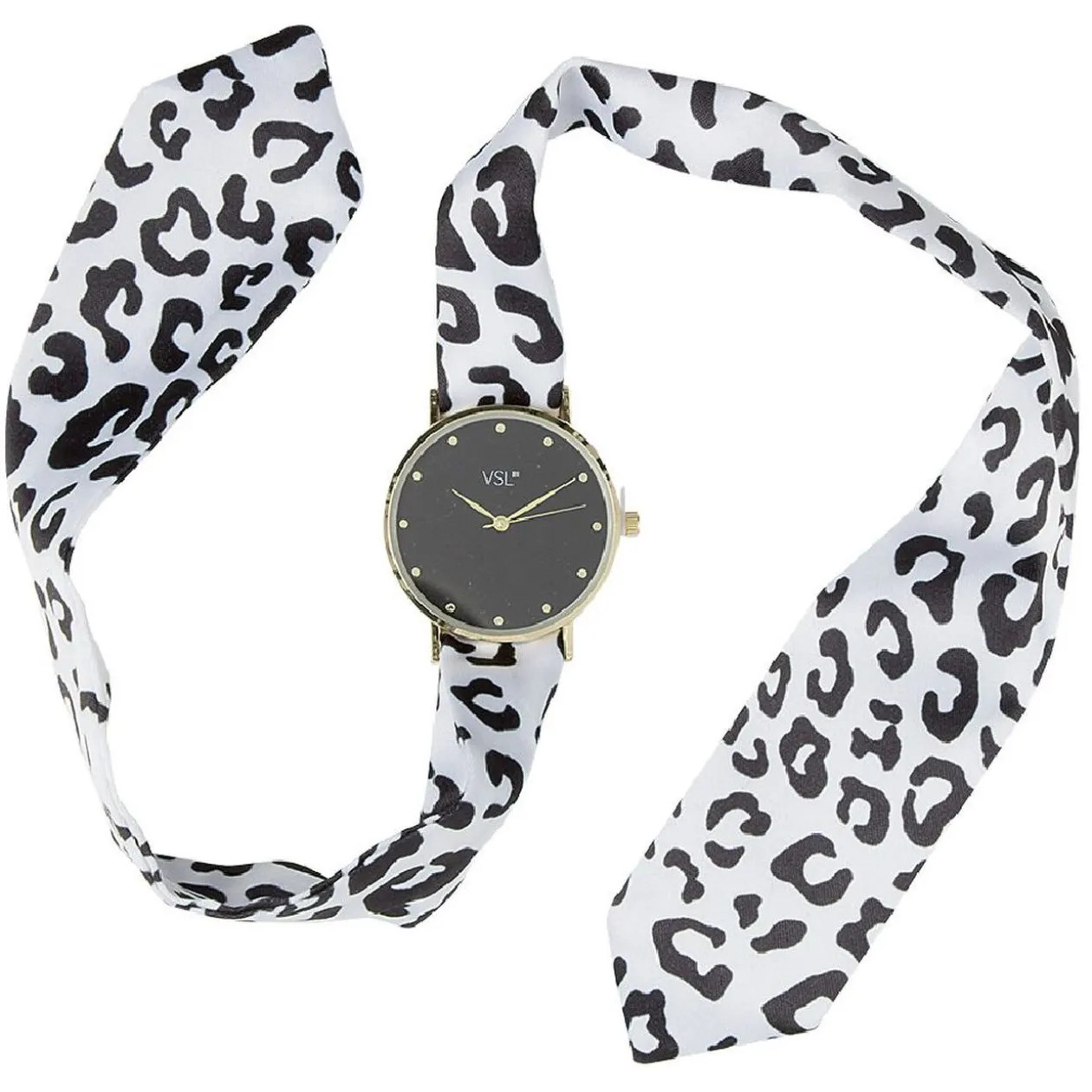 Montre bracelet tissu léopard à cadran rond