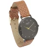 Montre camel et noir effet tressé