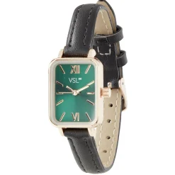 Montre carrée rose doré simili noir L22cm