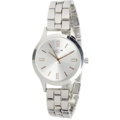 Montre femme bracelet maille inox gris argenté