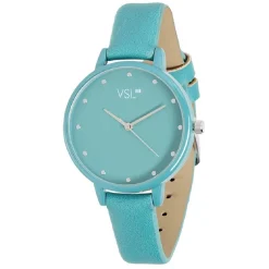 Montre femme bracelet simili cadran rond bleu turquoise
