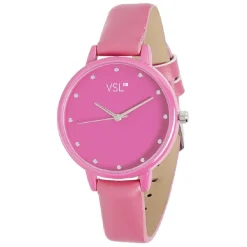 Montre femme bracelet simili cadran rond rose bonbon