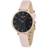 Montre femme cadran rond bracelet simili rose