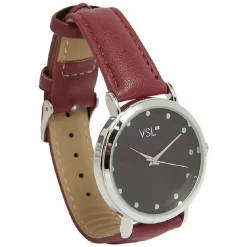 Montre noire et bracelet bordeaux